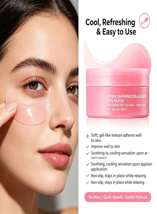 TWLBXMG PDRN Caffeine Collagen Eye Patch, 60PCS Gel Under Eye Patches | Dark Circles & Puffiness Treatment, Eye Bags & Wrinkle Reduction, Firming & Smoothing Skin, Korean Skincare Eye Mask - Image 4