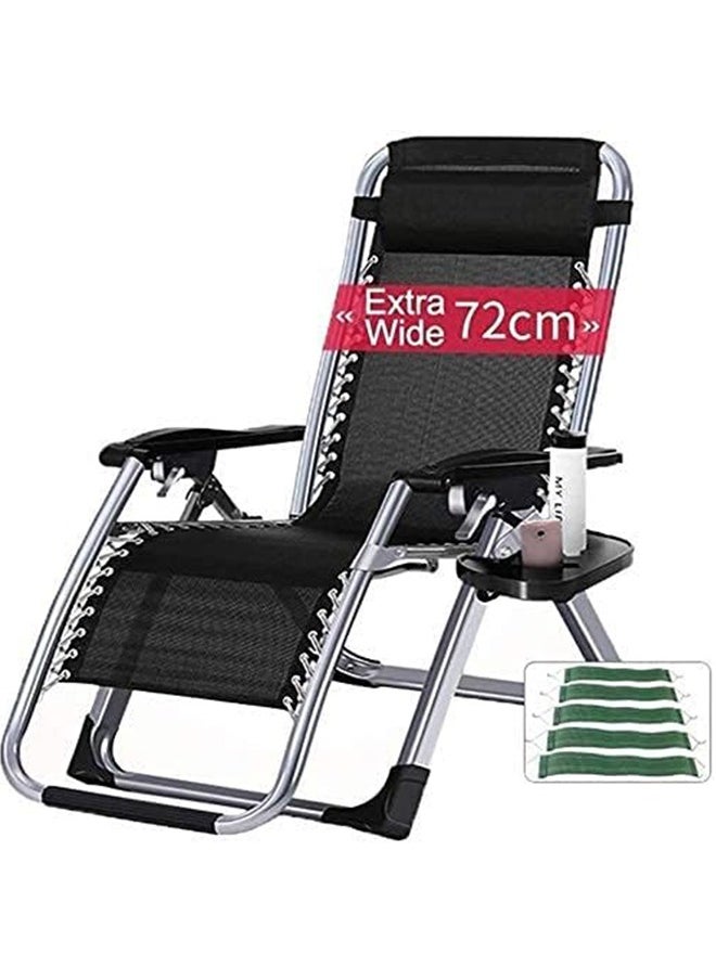 Generic - Gravity Lounge Chairs Outdoor Adjustable Reclining Patio Chair Steel Mesh Folding Recliner for Pool Beach Camping Lounge Chair with Pillows and Cup Tray - Image 1