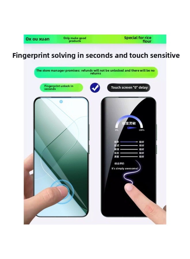 For Xiaomi 15 Tempered Film 15pro Mobile Phone Film For Xiaomi 14ultra Protective Film 14pro Anti-Peep Film-Colour:Dragon Crystal Glass [eye Protection 3 Pieces] Filters Harmful Blue Light★Fingerprint Unlocks In Seconds★Explosion-proof And Drop-proof★Send Artifacts-Size:For Xiaomi 14  - Image 4
