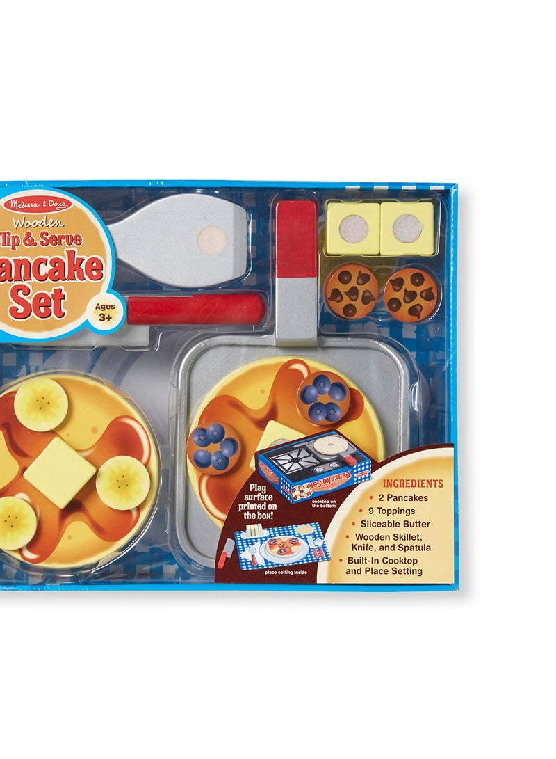 Melissa & Doug 19-piece Flip And Serve Pancake Set-wooden Breakfast Play Food Cooking Toys For Toddlers And Kids Ages 3+ - Image 1