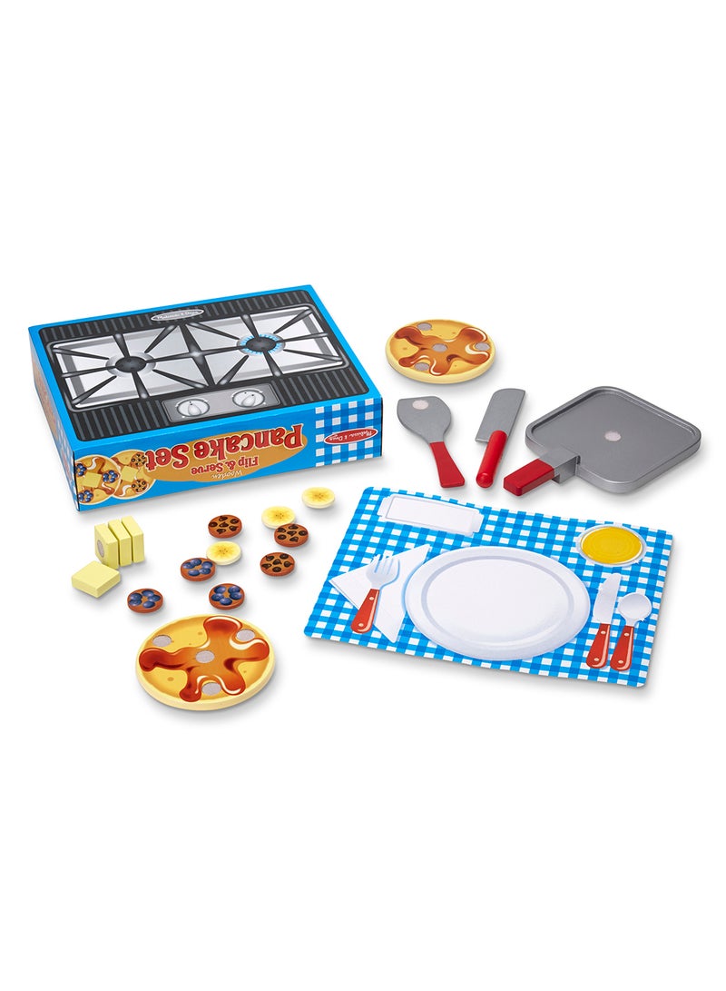 Melissa & Doug 19-piece Flip And Serve Pancake Set-wooden Breakfast Play Food Cooking Toys For Toddlers And Kids Ages 3+ - Image 3