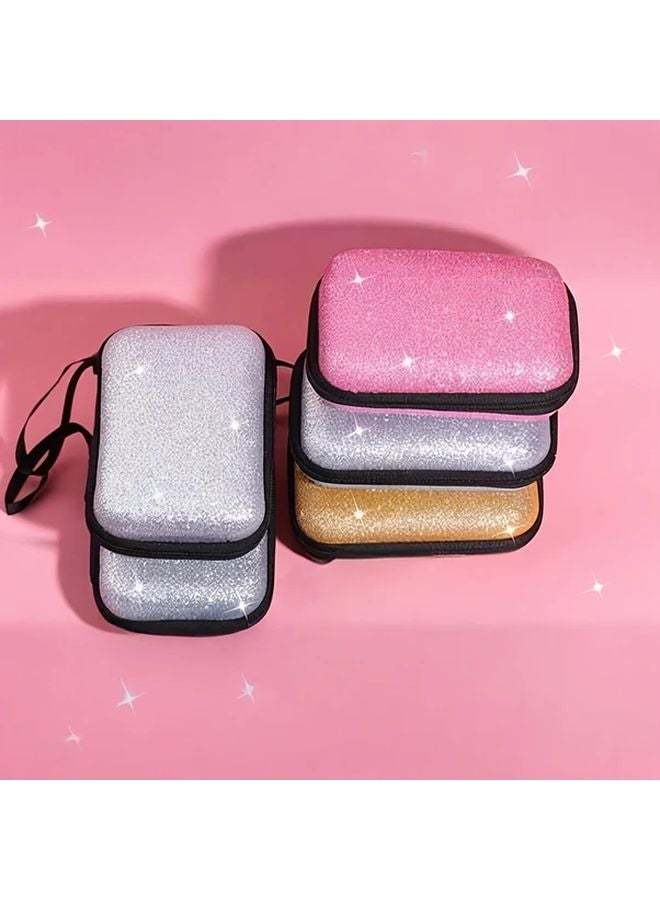 Pink EVA Hard Case For Cable Charger Headphone Storage With Mesh Pocket Portable - Image 4