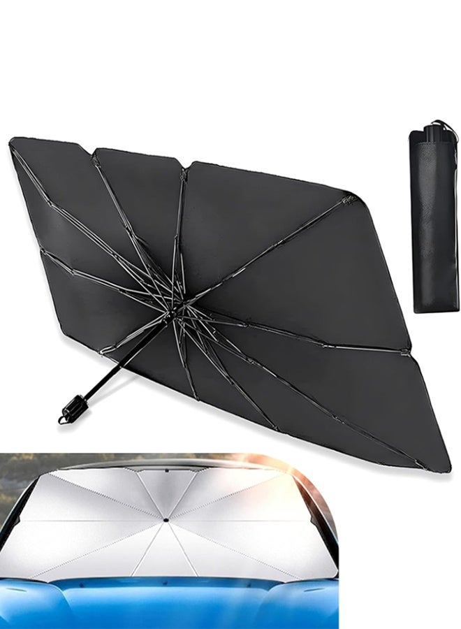 غطاء شمسي قابل للطي لسيارة، مظلة لحماية الزجاج الأمامي من حرارة الشمس وأشعة UV، يحافظ على سيارتك باردة وخالية من الضرر، سهل الاستخدام (55*31.5 بوصة) - Image 1