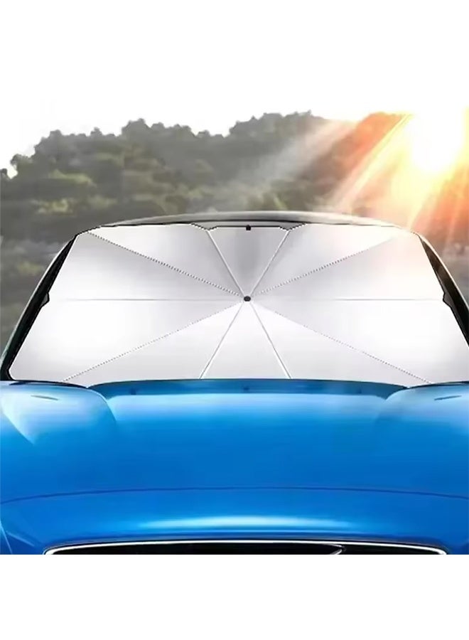 غطاء شمسي قابل للطي لسيارة، مظلة لحماية الزجاج الأمامي من حرارة الشمس وأشعة UV، يحافظ على سيارتك باردة وخالية من الضرر، سهل الاستخدام (55*31.5 بوصة) - Image 2