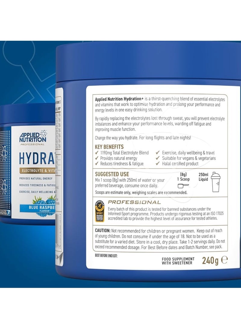 Applied Nutrition Hydration Electrolyte & Vitamin Powder, 240g, Blue Raspberry - Image 4