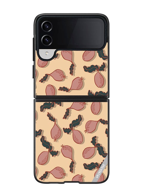 Protective Case Cover For Samsung Galaxy Z Flip4 Beetroot Vegetable Vector Seamless Pattern Design Multicolour