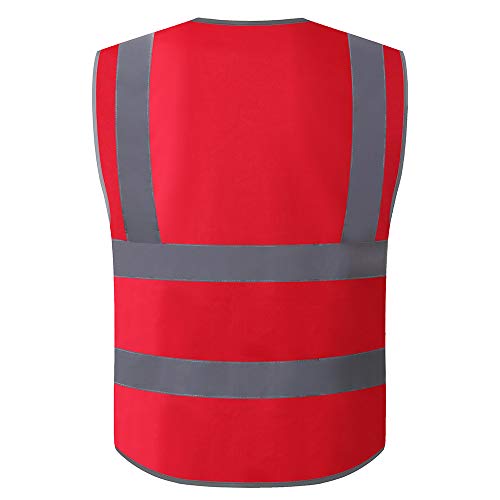 XIAKE 8 Pockets High Visibility Class 2 Reflective Safety Vest for Men & Women Meets ANSI Standards(Small,Red) - Image 2