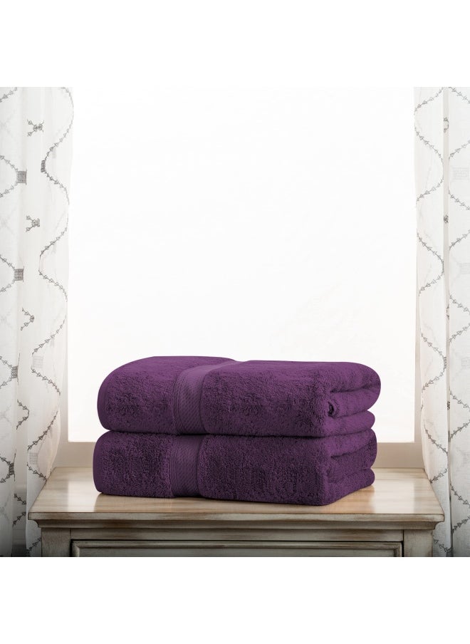 Superior - Egyptian Cotton Pile Bath Towel Set Of 2  Ultra Soft Luxury Towels  Thick Plush Essentials  Absorbent Heavyweight  Guest Bath  Hotel  Spa  Home Bathroom  Shower Basics  Plum - Image 1