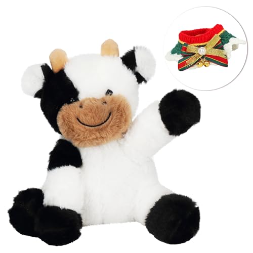 Hopearl Adorable Christmas Plush Cow Toy Floppy Dairy Cattle Soft Stuffed Animal Cute Xmas Gifts for Boys Girls Kids Toddlers 9 - Image 5