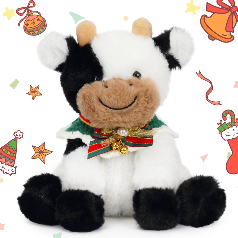Hopearl Adorable Christmas Plush Cow Toy Floppy Dairy Cattle Soft Stuffed Animal Cute Xmas Gifts for Boys Girls Kids Toddlers 9 - Image 3