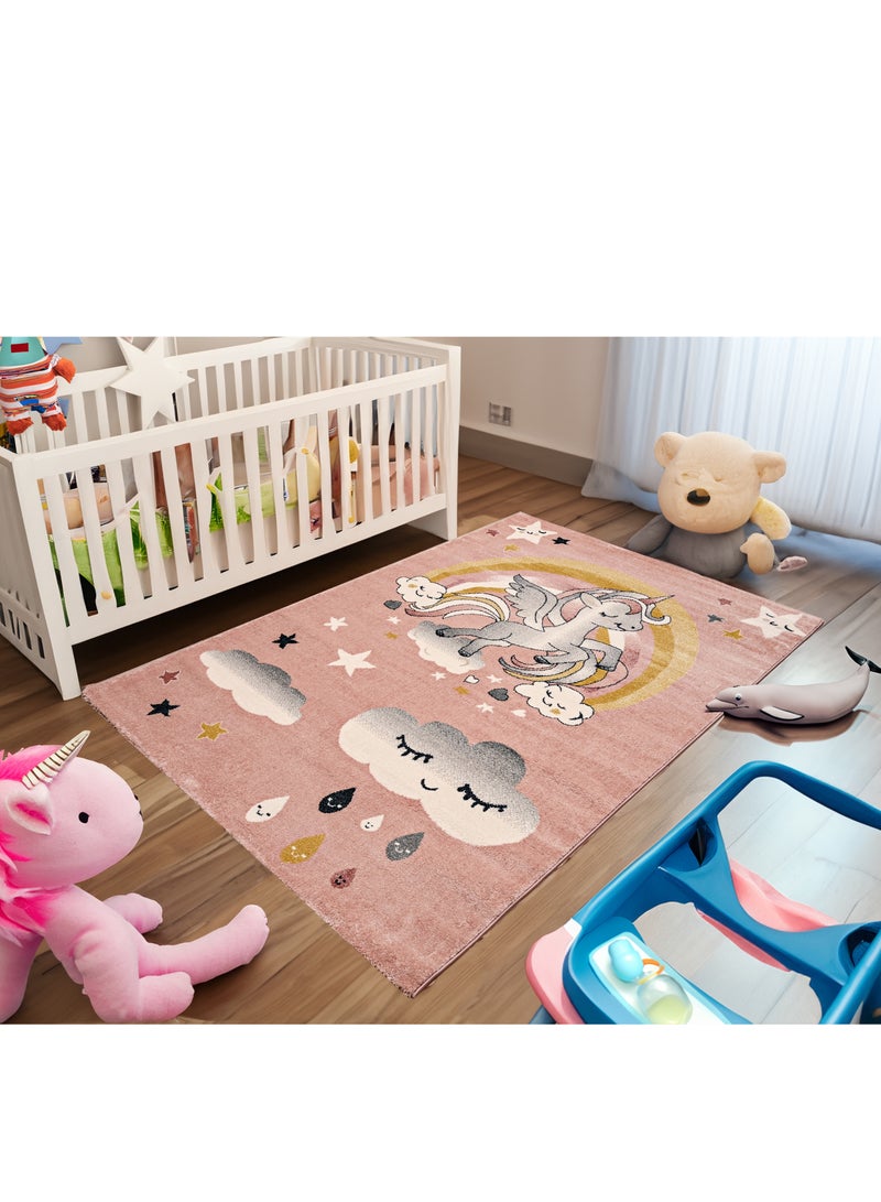 MILANO B9763A L. PINK / WHITE 120X180 Kids Rug - Image 1