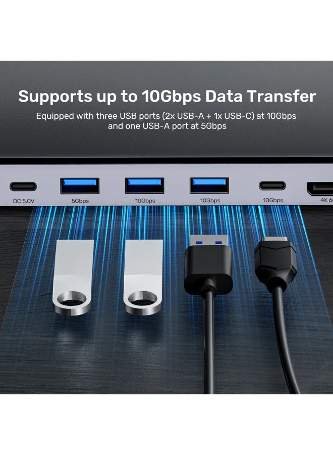 UNITEK محطة إرساء KVM ثلاثية 4K uHUB15+ USB-C، تحكم مزدوج، 3x4K عرض، 100W PD، 10Gbps بيانات، RJ45، صوت وفتحات SD – D1106AGY01 - Image 5