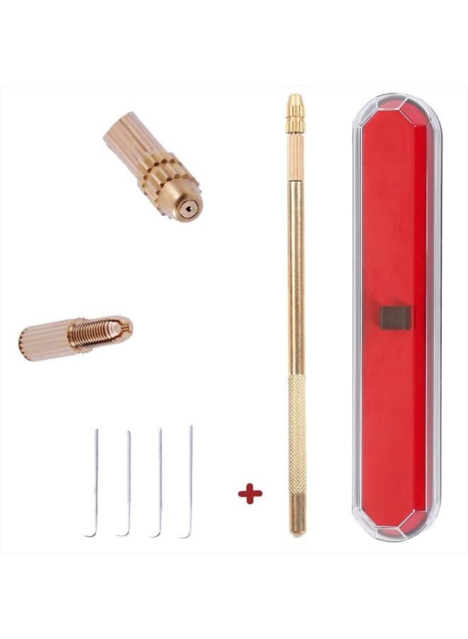 AliLeader Ventilating Needle for Lace Wig - AliLeader Brass Ventilating Holder and 4 Different Size Stainless Steel Needles (1-1, 1-2, 2-3, 3-4) for Make/Repair Lace Wig Needles - Image 1