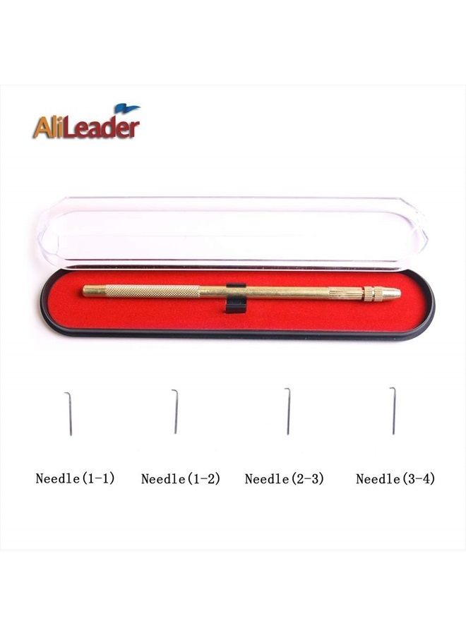 AliLeader Ventilating Needle for Lace Wig - AliLeader Brass Ventilating Holder and 4 Different Size Stainless Steel Needles (1-1, 1-2, 2-3, 3-4) for Make/Repair Lace Wig Needles - Image 2