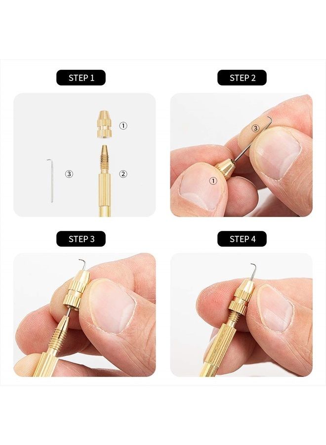 AliLeader Ventilating Needle for Lace Wig - AliLeader Brass Ventilating Holder and 4 Different Size Stainless Steel Needles (1-1, 1-2, 2-3, 3-4) for Make/Repair Lace Wig Needles - Image 3