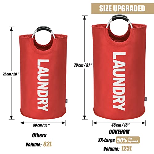 DOKEHOM 125L X-Large Collapsible Washing Laundry Basket Bag (7 Colors) for Bedroom, Fabric (Red, XL) - Image 3
