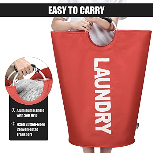 DOKEHOM 125L X-Large Collapsible Washing Laundry Basket Bag (7 Colors) for Bedroom, Fabric (Red, XL) - Image 4
