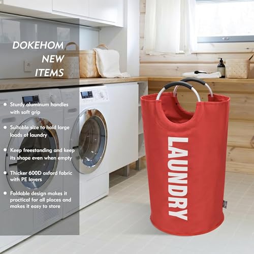 DOKEHOM 125L X-Large Collapsible Washing Laundry Basket Bag (7 Colors) for Bedroom, Fabric (Red, XL) - Image 2
