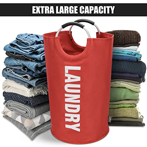 DOKEHOM 125L X-Large Collapsible Washing Laundry Basket Bag (7 Colors) for Bedroom, Fabric (Red, XL) - Image 5
