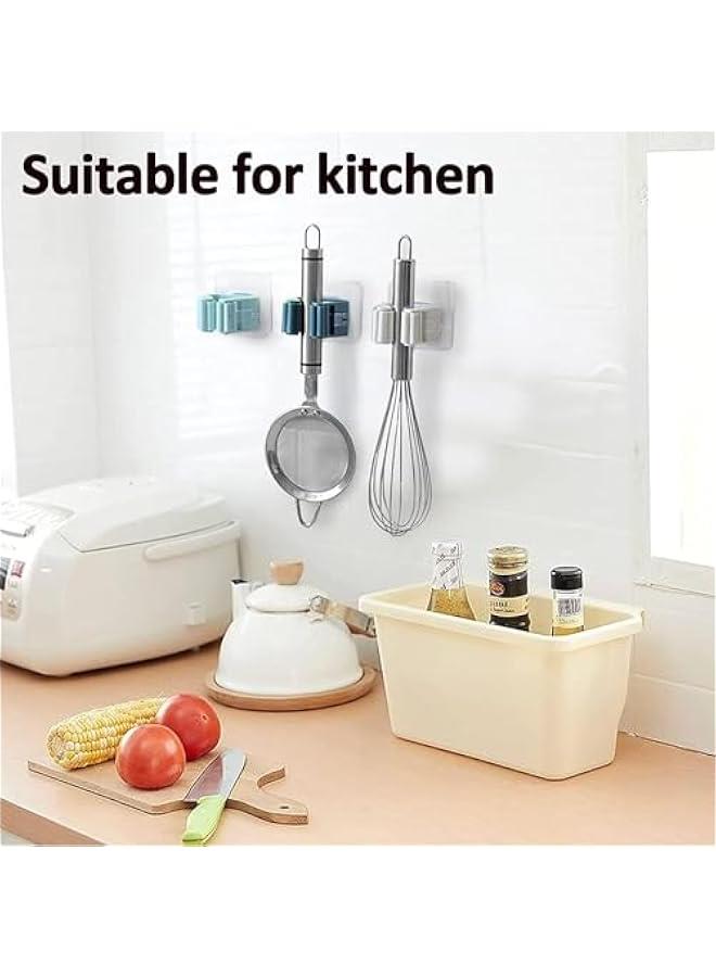 هوكور 5 Pieces Adhesive Wall Mounted Mop and Broom Holder, Wall Mount Kitchen and Bathroom Organizer Self Adhesive Easy Install Multicolored Heavy Duty Holder(Mixed colors) - Image 3
