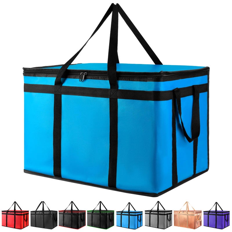 mosago XXXL Insulated Food Delivery Bag - Reusable Thermal Cooler Grocery Bags for Catering & Delivery, Pizza Carrier for Events, Large Capacity Bag Keeps Food Hot/Cold for Shopping, Commercial (Blue, 1PK) - Image 1