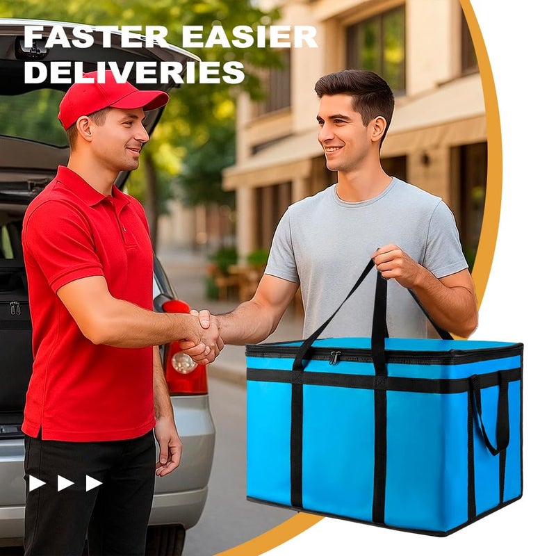 mosago XXXL Insulated Food Delivery Bag - Reusable Thermal Cooler Grocery Bags for Catering & Delivery, Pizza Carrier for Events, Large Capacity Bag Keeps Food Hot/Cold for Shopping, Commercial (Blue, 1PK) - Image 5