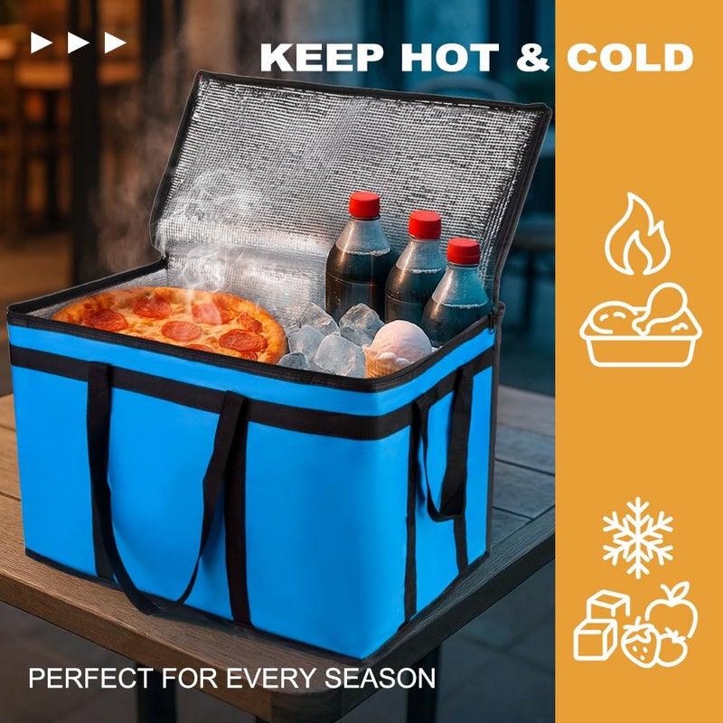mosago XXXL Insulated Food Delivery Bag - Reusable Thermal Cooler Grocery Bags for Catering & Delivery, Pizza Carrier for Events, Large Capacity Bag Keeps Food Hot/Cold for Shopping, Commercial (Blue, 1PK) - Image 4