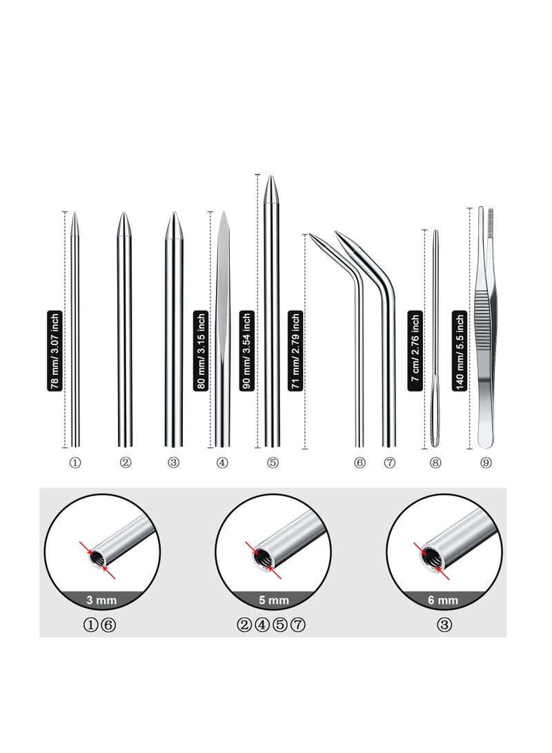 SYOSI Stainless Steel Knotter Tools, 12 Pcs Stainless Steel FID Set, Paracord FID Marlinspike Set, Paracord Stitching Lacing Stitching Needles and Smoothing Tool, for Leather or Paracord Work (Red)  - Image 3