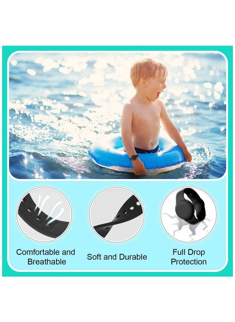 Y&D - 2 Pack Airtag Bracelet for Kids Waterproof Silicone Wristband Full Case Cover Apple Holder Anti Lost Watch Band Hidden Accessories Toddler Child Strap Blue And Black - Image 1