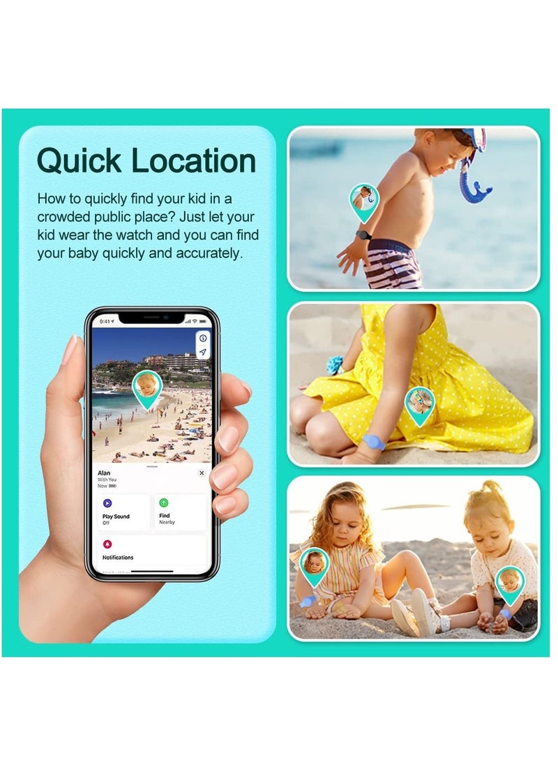 Y&D - 2 Pack Airtag Bracelet for Kids Waterproof Silicone Wristband Full Case Cover Apple Holder Anti Lost Watch Band Hidden Accessories Toddler Child Strap Blue And Black - Image 1