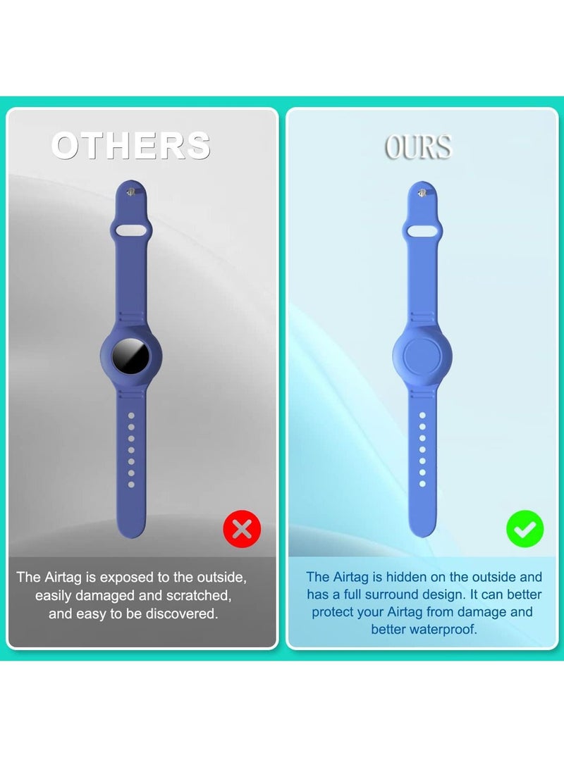 Y&D - 2 Pack Airtag Bracelet for Kids Waterproof Silicone Wristband Full Case Cover Apple Holder Anti Lost Watch Band Hidden Accessories Toddler Child Strap Blue And Black - Image 1