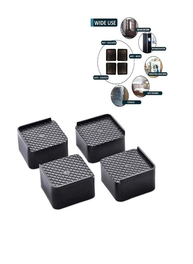 Kitchenwell حامل مربع متعدد الأغراض من Kitchenwell، مجموعة من 4 حوامل بلاستيكية سوداء للثلاجات ذات الباب الواحد والبابين، والغسالات، والأثاث (حجم قياسي، 445 جرام، 120 مم × 120 مم × 150 مم) - Image 3