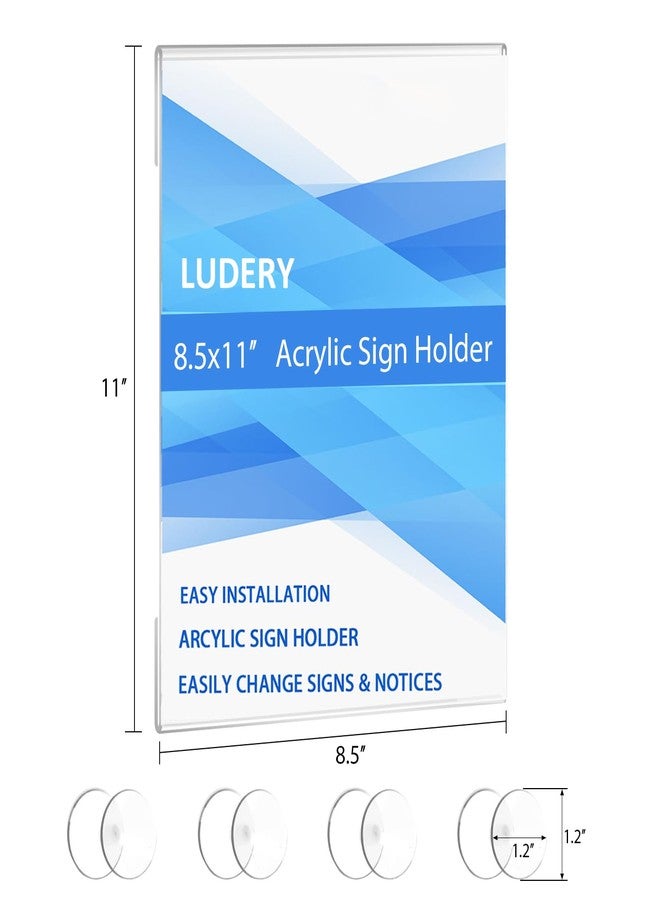 Ludery Acrylic Window Sign Holder 8.5 x 11 with 4 Suction Cups,Clear Acrylic Frames Glass Window Wall Mount,Advertising Signage Sign Holder for Mall, Office, Home, Store, Restaurant (6 Pack) - Image 2