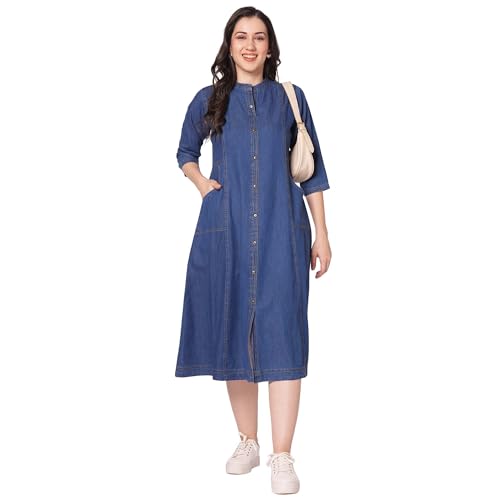 GIA Denim Dress for Women, All time All Season Fashion (in, Alpha, L, Regular) Light Blue - Image 5