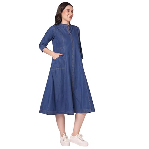 GIA Denim Dress for Women, All time All Season Fashion (in, Alpha, L, Regular) Light Blue - Image 4