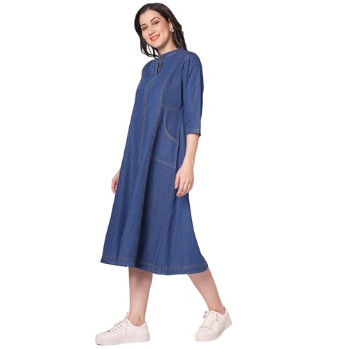 GIA Denim Dress for Women, All time All Season Fashion (in, Alpha, L, Regular) Light Blue - Image 3