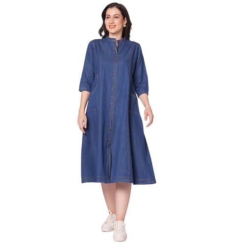 GIA Denim Dress for Women, All time All Season Fashion (in, Alpha, L, Regular) Light Blue - Image 1