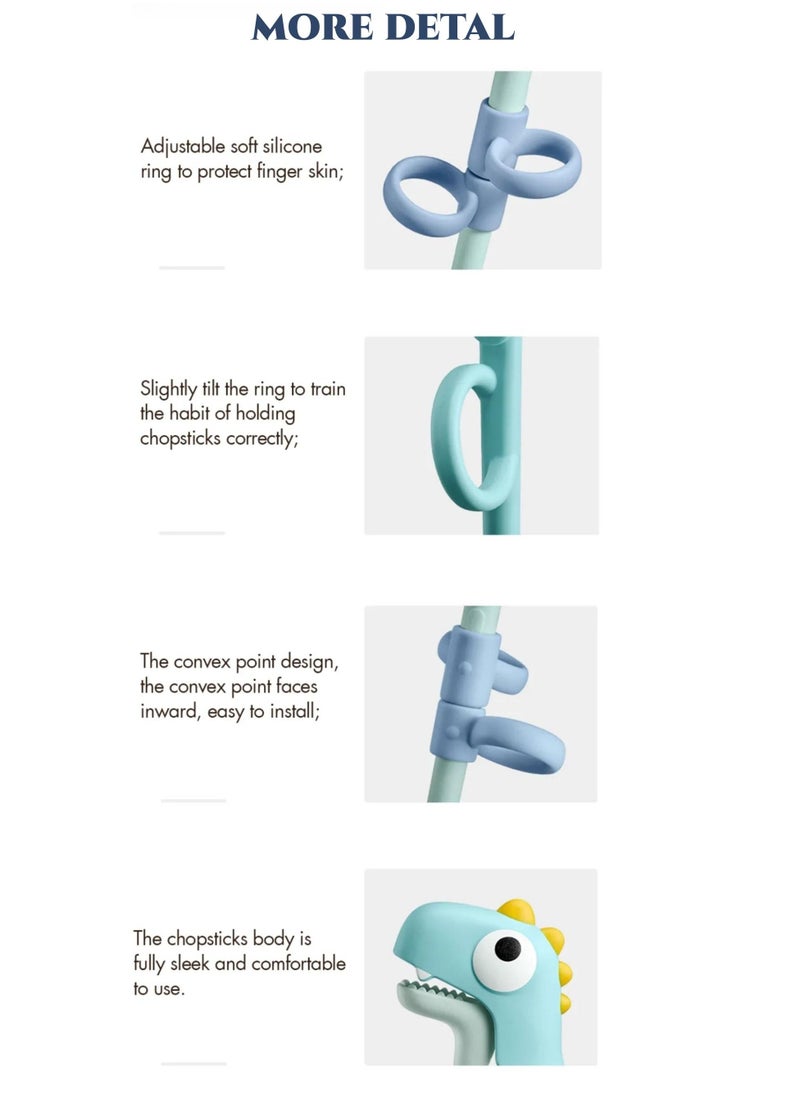 Be a better mom - Kids Training Chopsticks with Silicone Rings Non-Slip Right-handed Utensil Chopsticks Helper for Beginners 2Y+ - Image 1