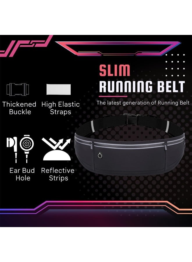SUNSAR Slim Running Belt Fanny Pack for Men Women, Water Resistant 3 Pocket Phone Holder for Running Walking Cycling, Adjustable Reflective Waist Bag for Phone Key Money, Black - Image 5