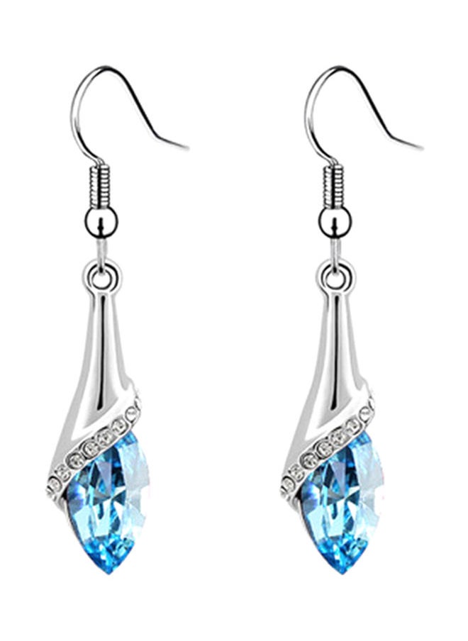 NIBEMINENT Zircon And Crystal Studded Silver Dangle Earrings 