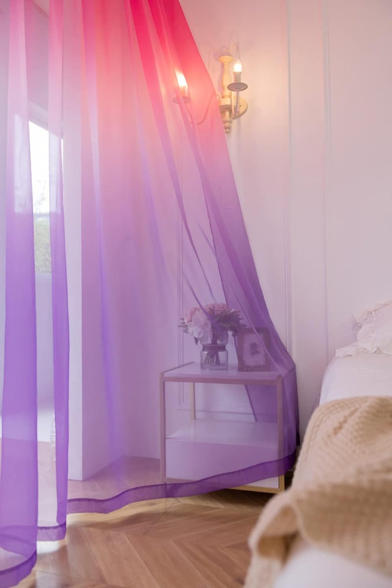 PHILEASY Window Sheer Gradient Curtains 63 Inches Long 52 inches Width 2 Panels Sheer Curtains Sheer Curtain Clear Basic Rod Pocket Panel 15 Colors 16 Size for Bedroom Living Room Yard Kitchen - Image 3