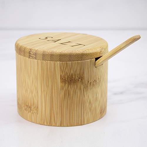 Totally Bamboo Salt Cellar Bamboo Storage Box with Magnetic Swivel Lid, 6 Ounce Capacity, Engraving on Lid, Includes Salt Spoon - Image 4