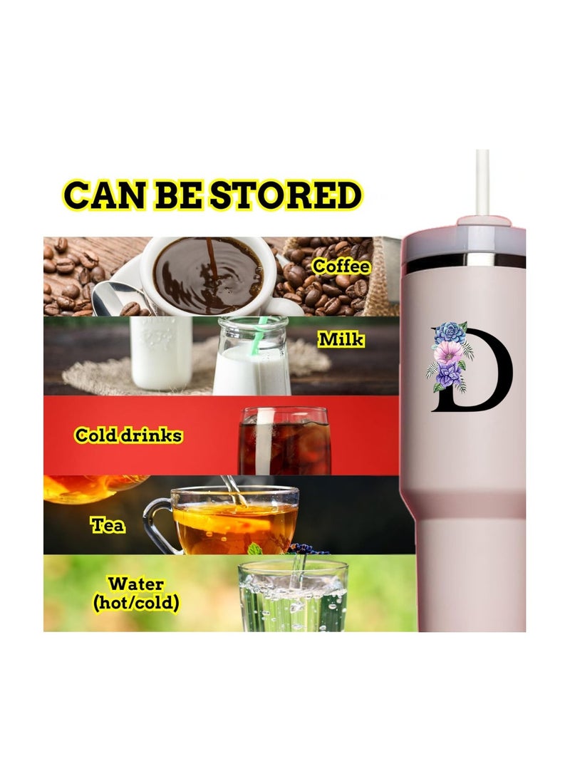 PRINTSHOP4ME - Tumbler Mug Initial Letter Printed Design–1.2L Tumbler Mug With Lid&Straw|Insulated Reusable Stainless Steel Water Bottle|Leak Proof Mug For Office,Gym,Travelling - Image 1