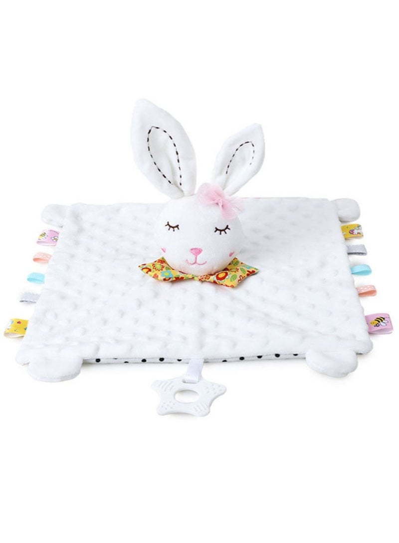 Jingke Baby Safety Blanket Cute Animals Seeping Doll Safety Blanket Early Education Educational Toys Comfort Towel,White Rabbit - Image 2