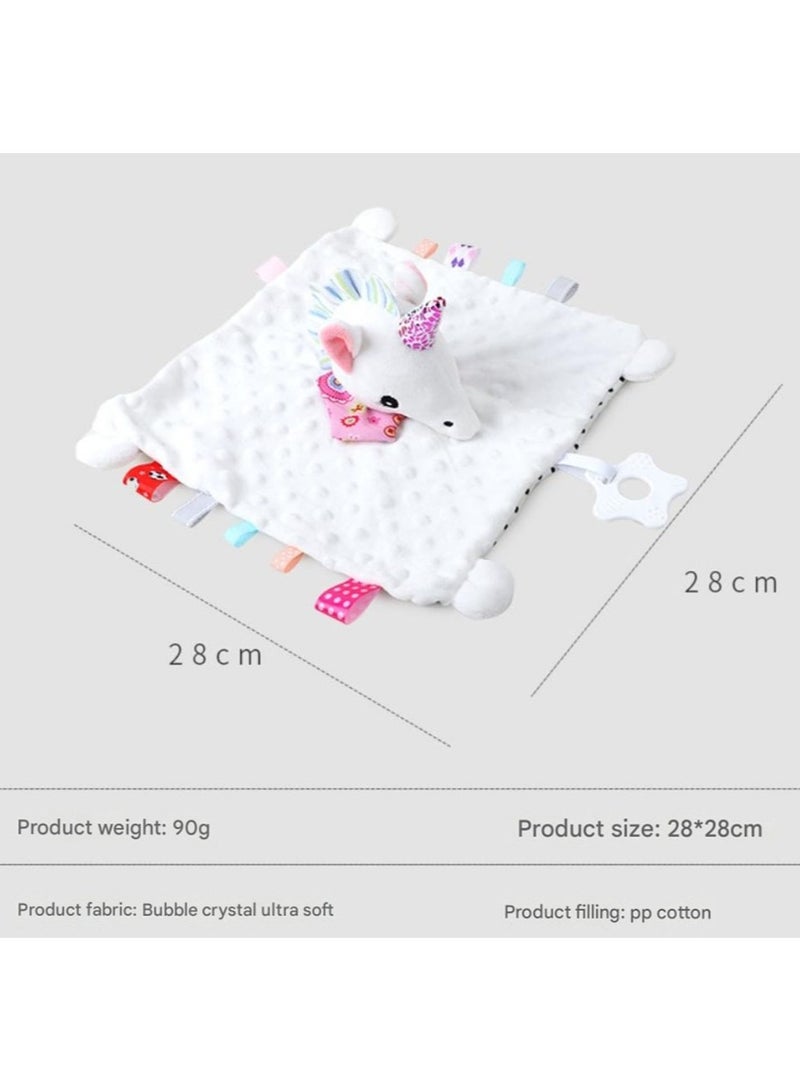 Jingke Baby Safety Blanket Cute Animals Seeping Doll Safety Blanket Early Education Educational Toys Comfort Towel,White Rabbit - Image 3