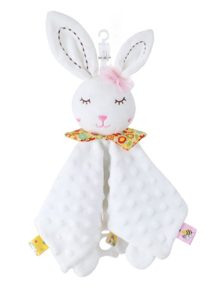 Jingke Baby Safety Blanket Cute Animals Seeping Doll Safety Blanket Early Education Educational Toys Comfort Towel,White Rabbit - Image 1