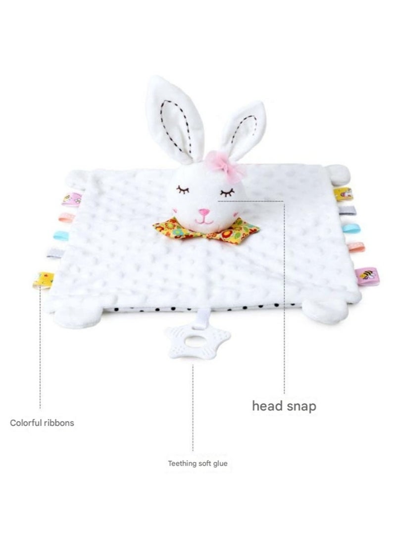Jingke Baby Safety Blanket Cute Animals Seeping Doll Safety Blanket Early Education Educational Toys Comfort Towel,White Rabbit - Image 4