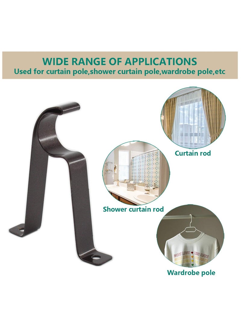 KASTWAVE - 6 PCS Adjustable Distance Curtain Rod Bracket, Heavy Duty Single Hole Curtain Rod Hooks, Drapery Rod Bracket Set, Metal Blinds Hang Curtains Rod Holder with Screw Pack Brown 25mm/1 in - Image 1