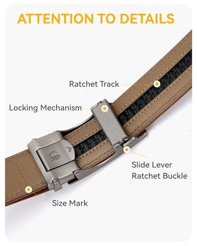 CHAOREN Mens Belt - Mens Ratchet Belt Leather 1 3/8" for Dress Pant - Micro Adjustable Belt Fit Everywhere - Image 2