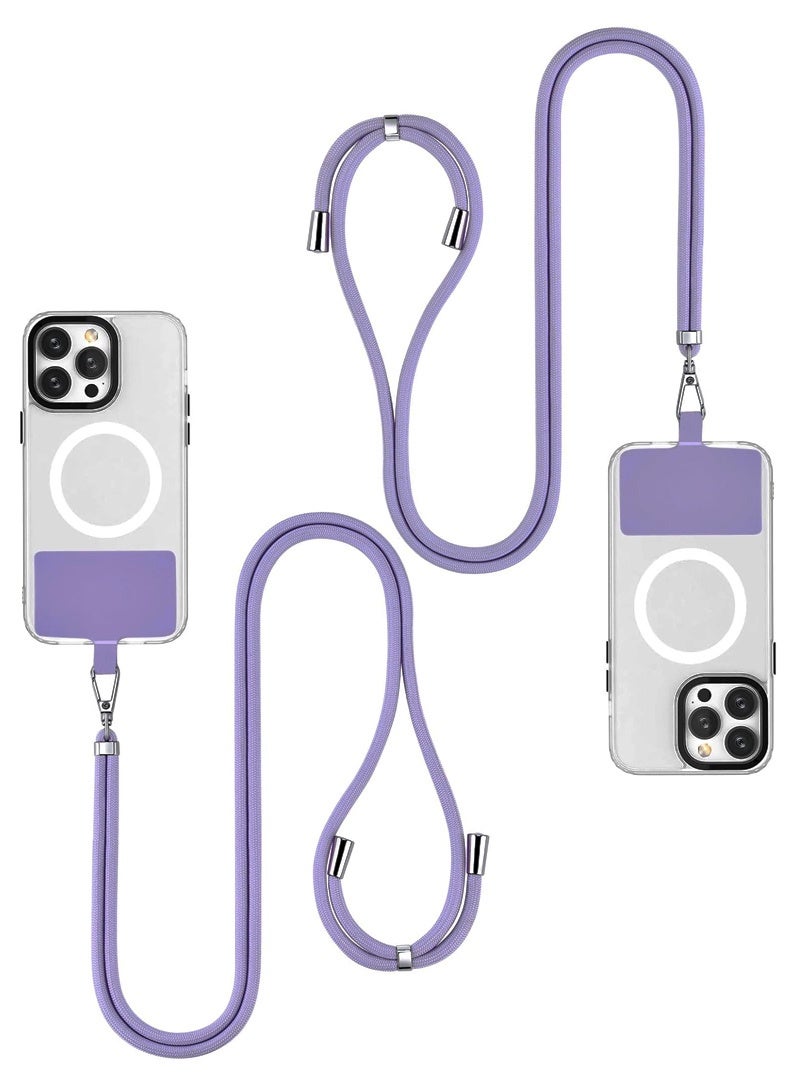 2Pack Phone Lanyard, Universal Crossbody Cell Phone Lanyards, Multifunctional Nylon Patch Adjustable Shoulder Neck Strap Compatible with Most Smartphones(Purple)  - Image 1
